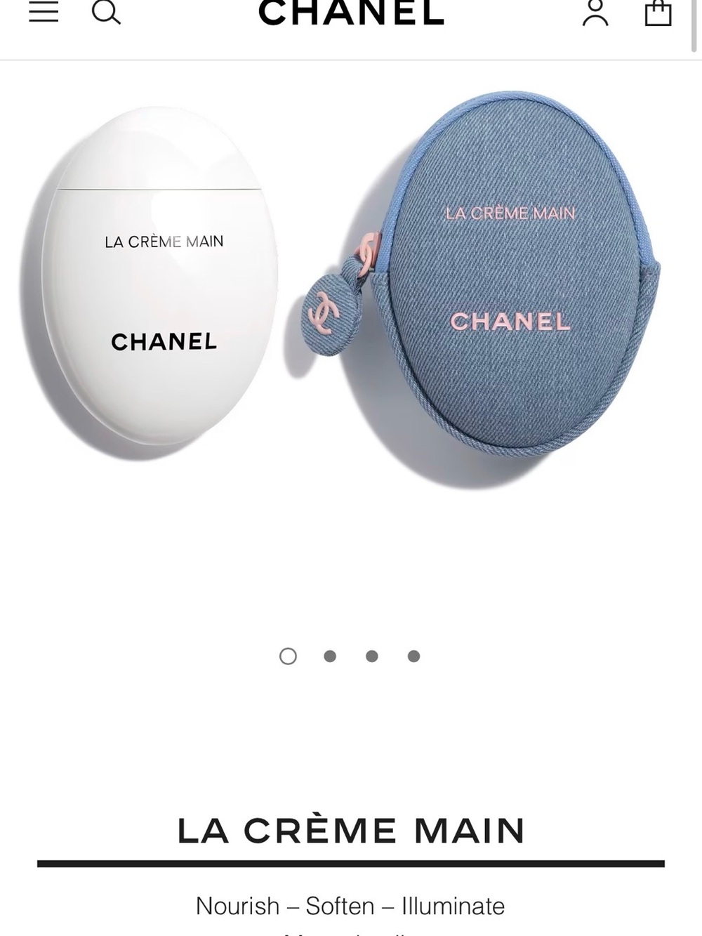 CHANEL La Crème Main Hand Cream with Blue Denim Zip Pouch *Limited Edition*